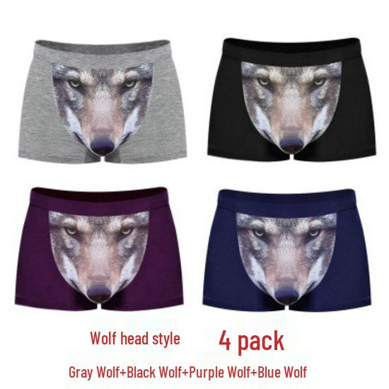 

Чоловічі боксери з анімалістичним принтом - дизайн вовк та сова 3XL