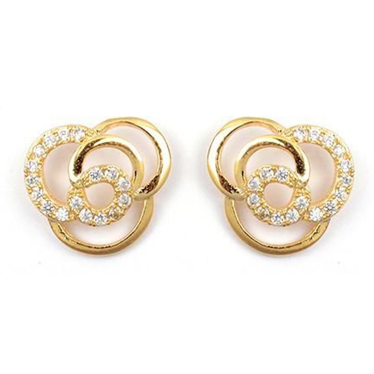 

Les Trésors De Lily [M8939] - Позолоченные серьги Rosa Romantica золотисто-белые - 10x10 мм