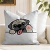 Cute Dog Waving Paw Cushion Cover Eco Linen Pillow Case DoubleSided Print Breathable Durable Zipper Home Decor Gift