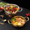 Korean Stainless Steel Double Ear Golden Soup and Seafood Pot - Mini Flat Bottom Hot Pot Basin