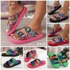 European and American foreign trade large size belt buckle light foam bottom one-word slippers women wear colored graffiti beach cool slippers