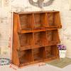 Retro Zakka Distressed Wood Desktop Nine-Grid Storage Cabinet
