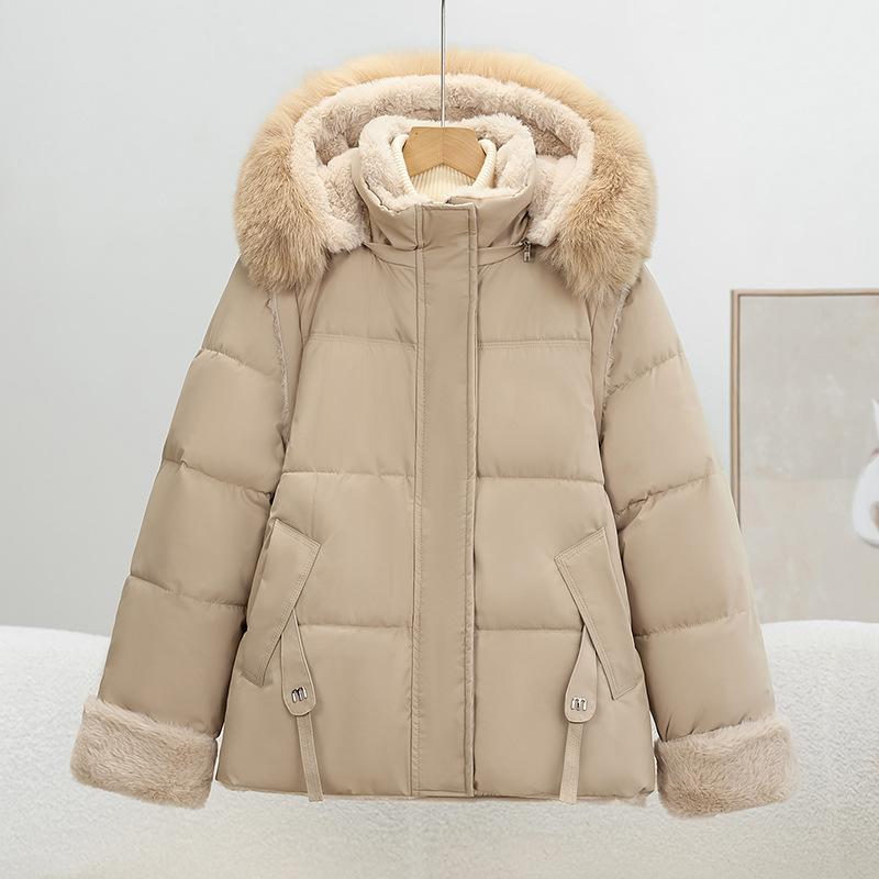 Winter new women's fashion big fur collar down cotton clothes with detachable sleeves and cotton-padded coats on both sides