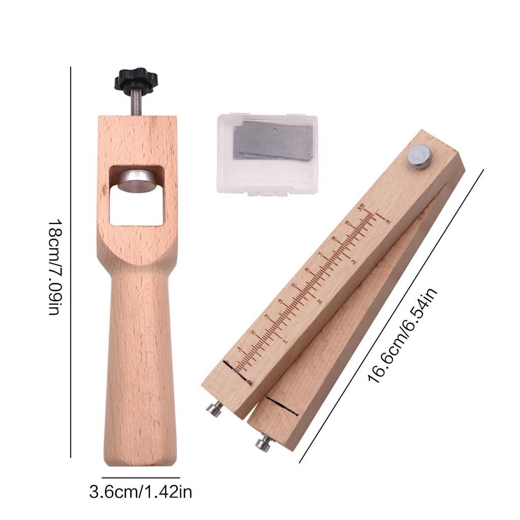 Wooden Leather Strap Cutter Adjustable Strip Belt Precise Cutting Tool with 5 Sharp Blades for Leathercraft Handmade DIY Work