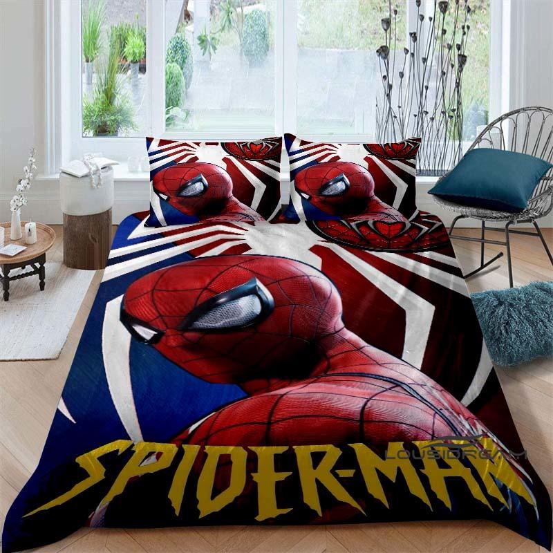 Spider-Man 3D printed duvet cover and pillowcase bedding set, available for single, double, king, and queen beds, suitable for