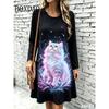 Women's Elegant Party Mini Dress Loose Crew Neck Short Sleeve Home Dress Summer Casual Daily Graphic Animal Cats 3D Print Dress