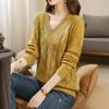 Women's V-neck Plus Size Sweater  Loose Hollow Out  Solid Color Loose Knit Pullover Sweater  Autumn Spring Summer