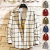 Cămașă la modă cu carouri mari, cu mâneci lungi, pentru bărbați, stil coreean nou, cămașă casual largă, trend