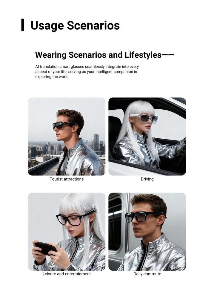 F60 Smart Bluetooth Glasses: AI Translation & Anti-Blue Light, Supports 100+ Languages