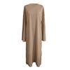 Women's Casual Loose Fashion Solid Color Round Neck Long Sleeve Knitted Long Dress