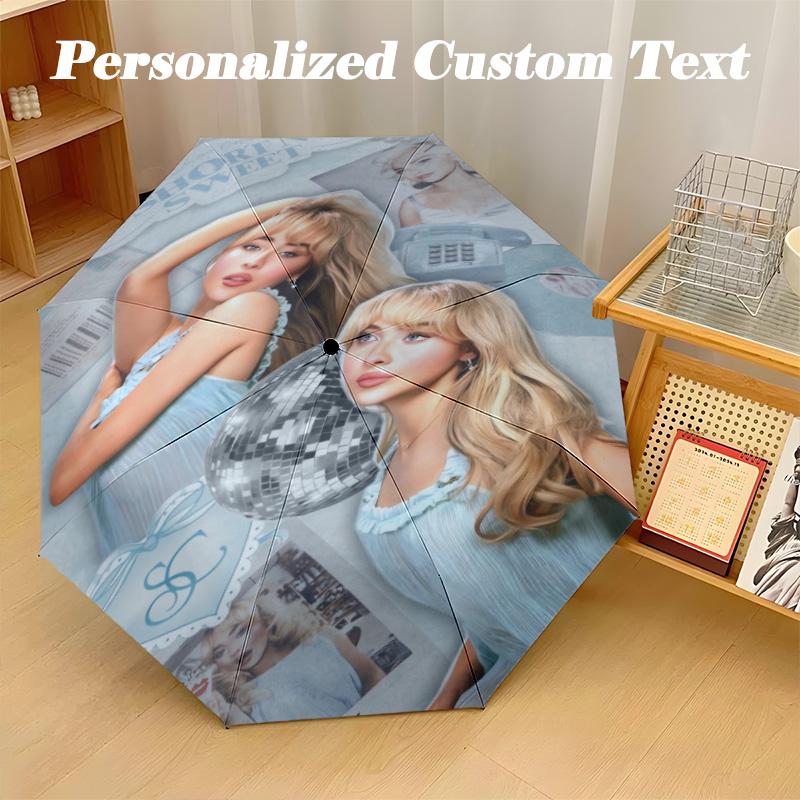 Portable Auto Folding Umbrella,Sabrina Carpenter 8 Rib Waterproof Umbrella For Camping Commute