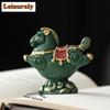 Green Sandstone Horses Flying on Clouds Tea Pet Vintage Exquisite Miniatures Tea Figurine Play Toys Tea Statue Ornaments craft