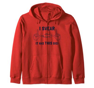 Fish Was This Big Ocean Angler Fly Fishing Zip Hoodie