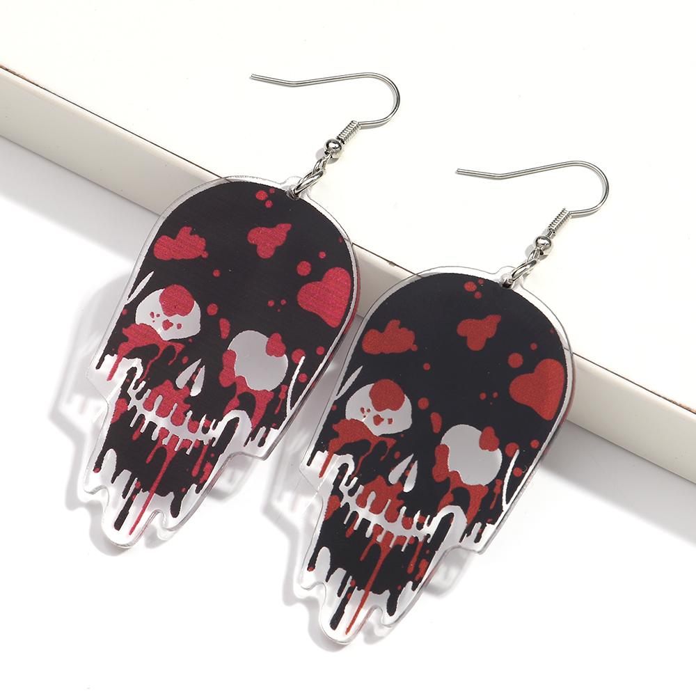 

Gothic Bleeding Skull Acrylic Drop Earrings for Women Horrible Crime Scene Square Pendant Earrings Halloween Jewelry Gifts