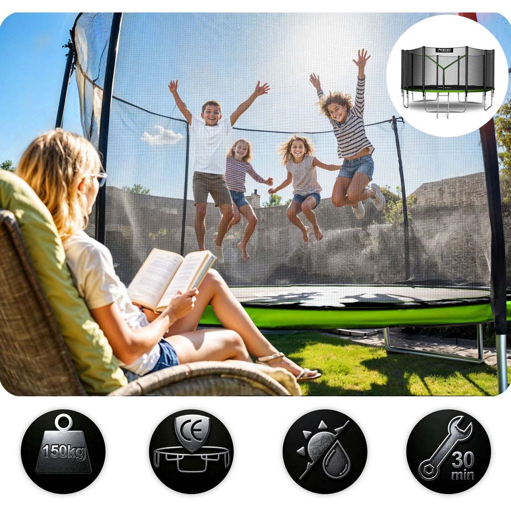 Trampolina Ogrodowa 15Ft/465Cm Z Siatką Zewnętrzną I Drabinką Neo-Sport