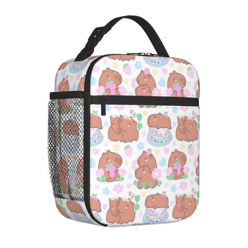 The Cute Capybara Loves Foam Tea Insulated Lunch Bag for Travel School Picnic Portable Food Container Portable Thermal Lunch Box
