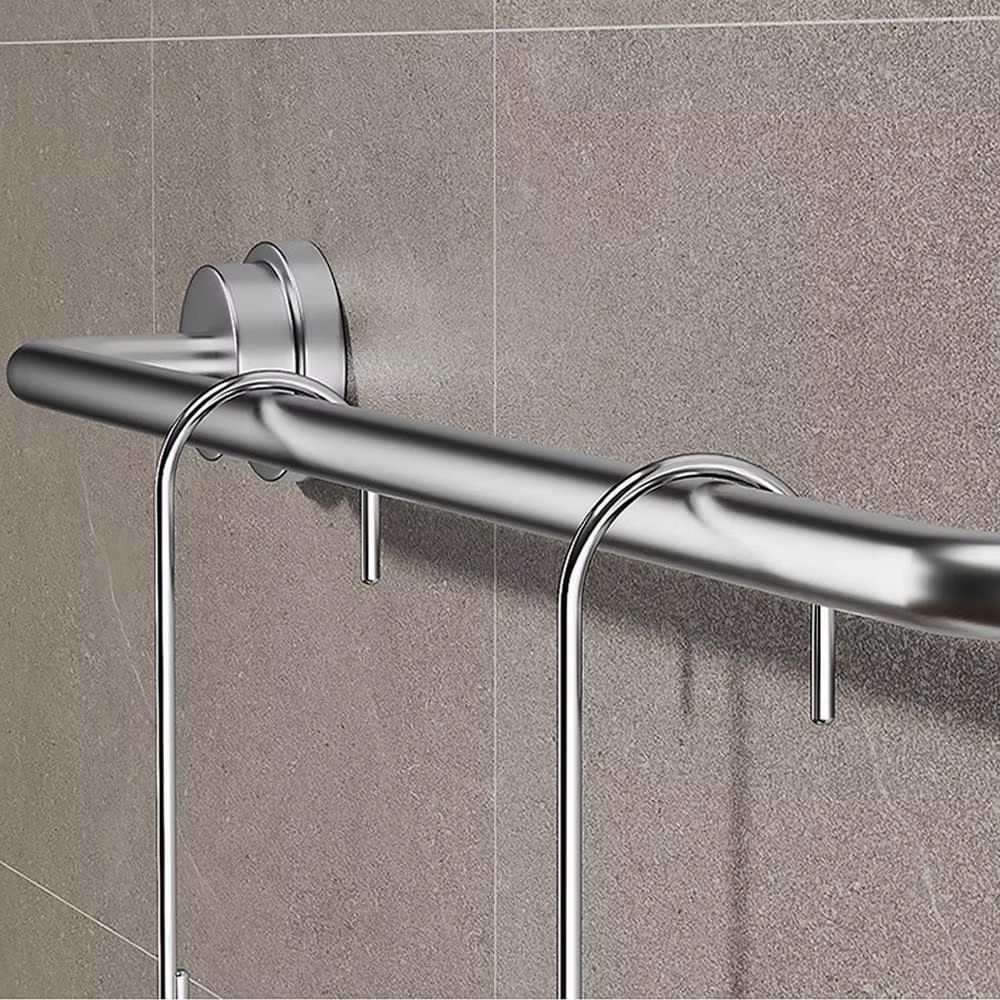 Wall Mounted Shower Caddy No Drilling Storage Shelf Practical Hanging Organizer Cross Bar