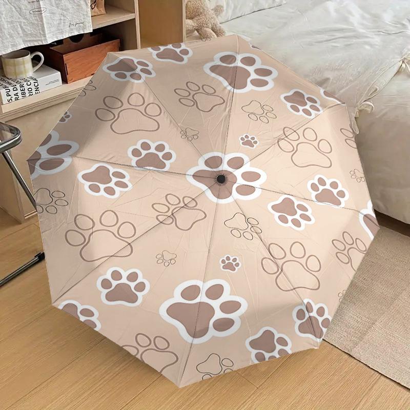 1PC Paw prints Umbrella-8-Rib Reinforced Portable Folding Travel Suitable for All Seasons Outdoor Daily Use-J372