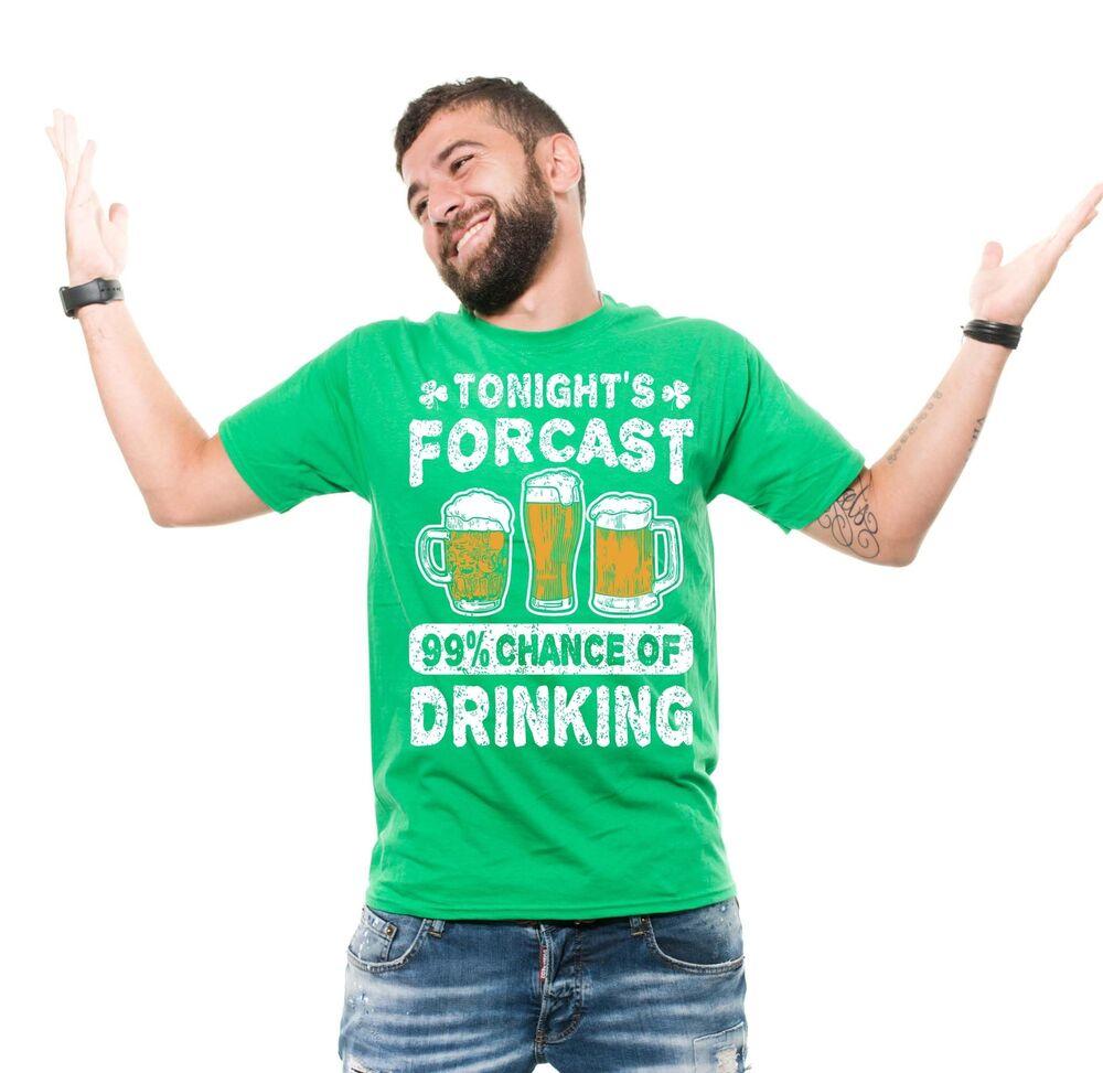 Irish Drinking Forecast Tshirt Funny Saint Patricks Day Party Drinking Tee Unisex T-Shirt S
