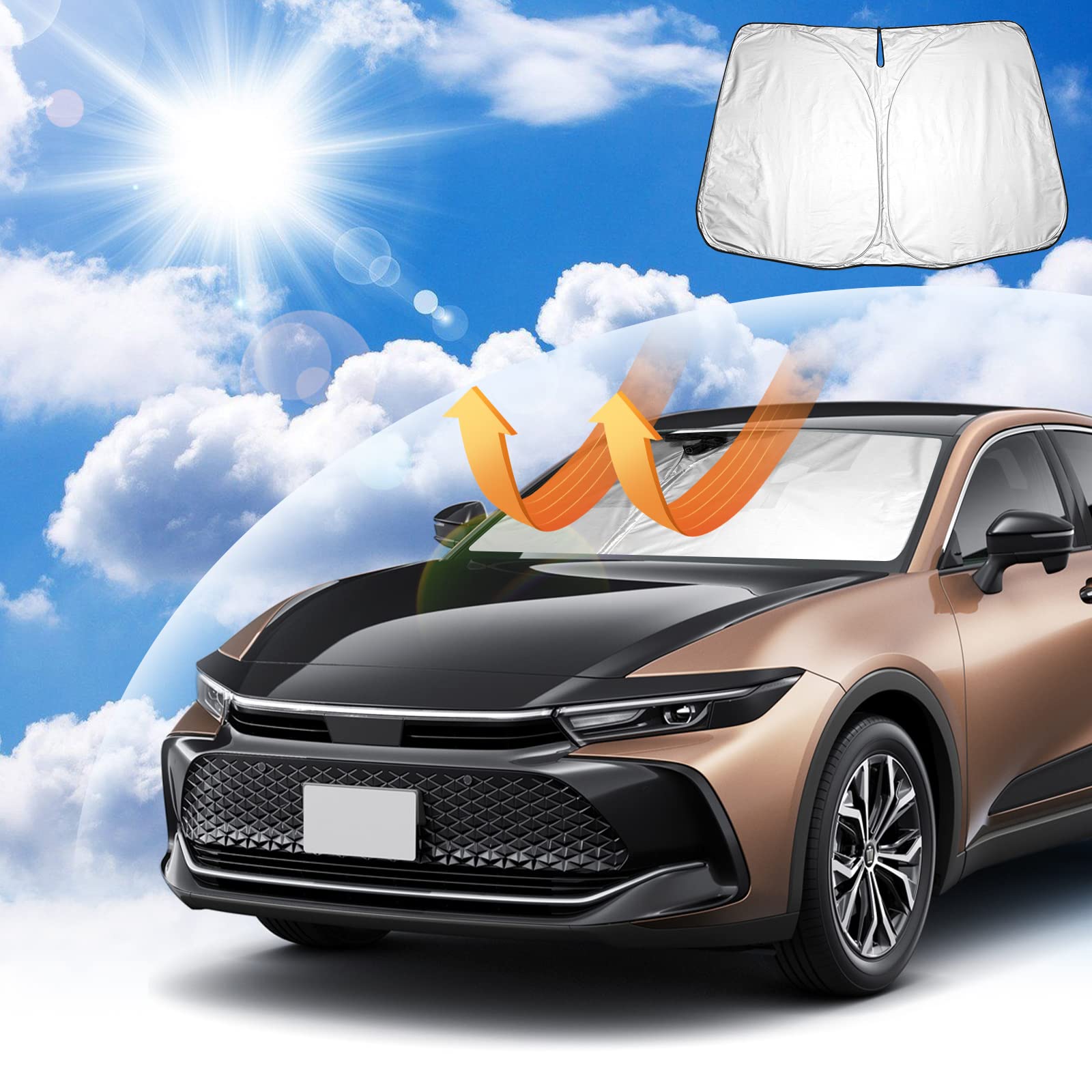 

Coleya Toyota New Crown Crossover 35 Sunshade Light High Density Window Thin UV Heatstroke Car High Temperature Car Folding Sun Car Interior Vehicle