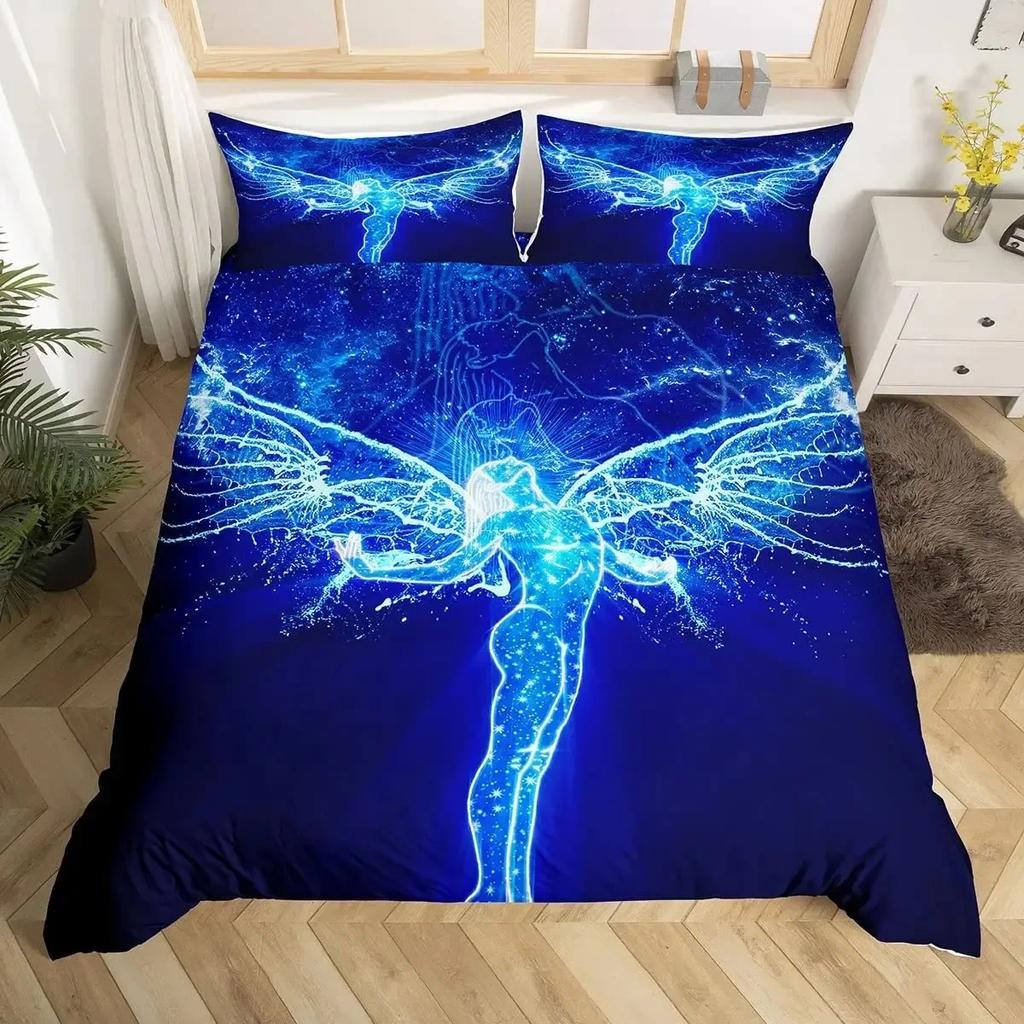 Luxury New 3D Print Angel Wings Duvet Cover Set Lucifer Angel Bedding Sets Aesthetic Wing Feather Full Size King Size for Girls