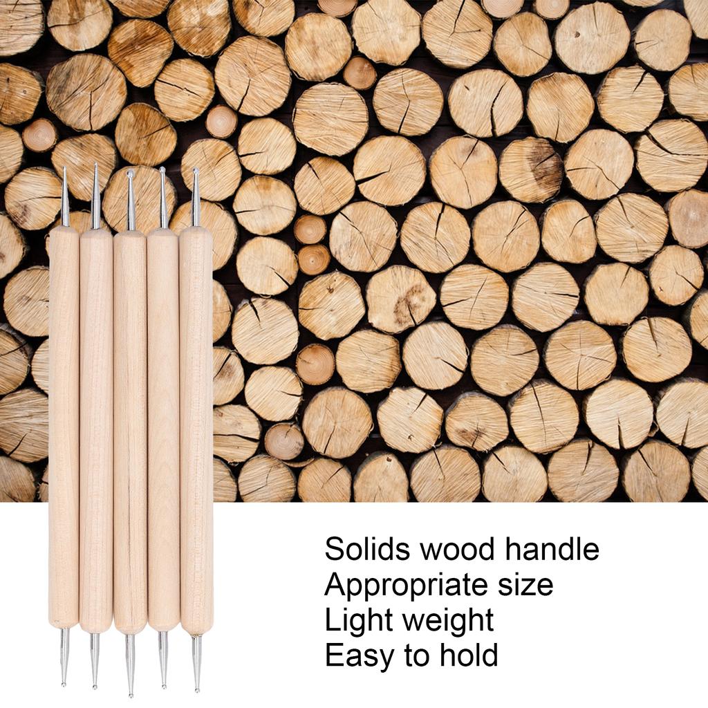 5Pcs Double End Tracing Dotting Stylus Beech Stainless Steel Indentation Pens for Painting Engraving