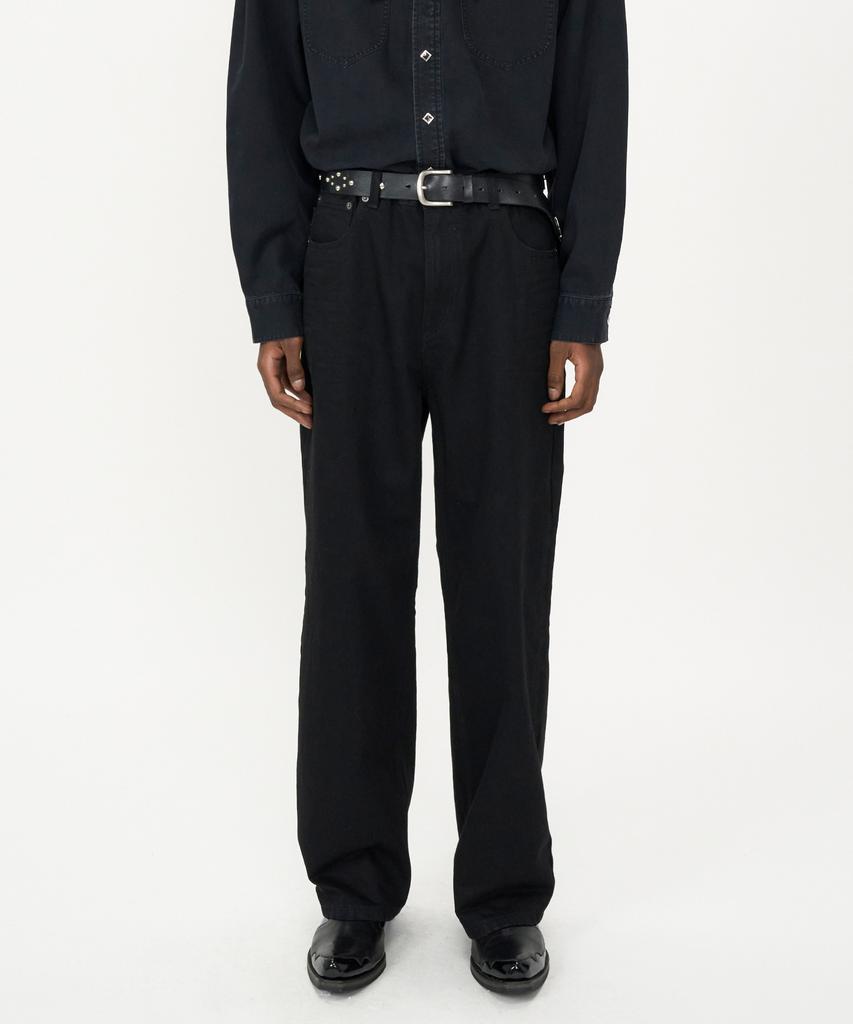 INSILENCE Embossed Washed Pants Black