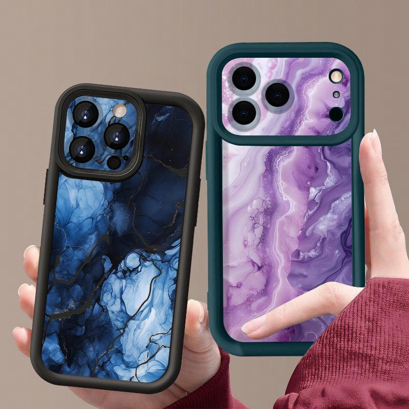Shockproof Phone Case For iPhone 17 Pro Max Case iPhone 16 15 14 13 Pro Max 11 17e 16e Colorful Marble Print Soft Silicone Bumper Cover