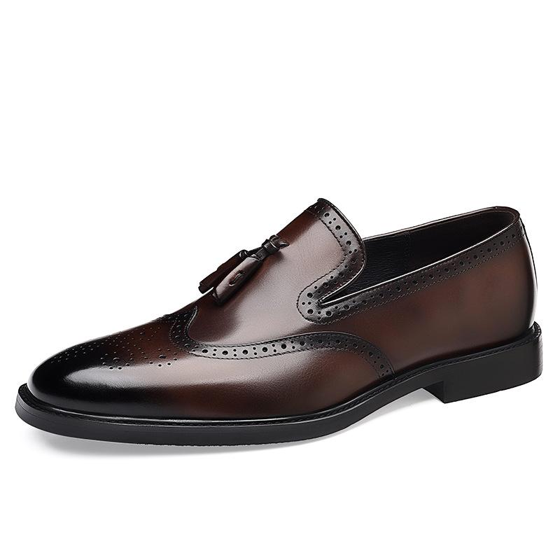 

Men s Genuine Leather Brogue Slip-On Formal Shoes 41