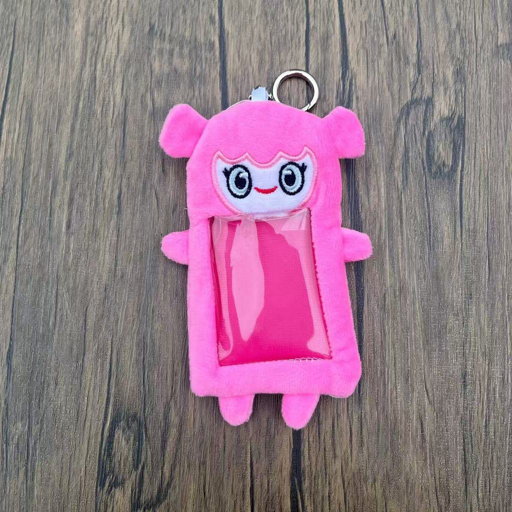 Plush Animal Keychain Holder With Card Protector For Kids And Teens Pink