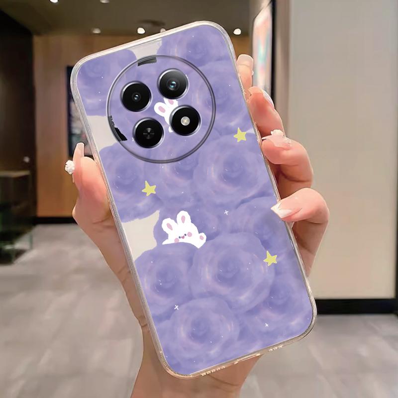 For Realme 12 4G 12+ 13+ Plus 13 Pro+ Plus 5G Case Fashion Flowers Painted Clear Silicone Phone Cover Fundas Funny Cat Couple