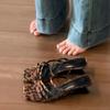Fashion Leopard Women Slippers Mid Heels Summer Shoes 2024 Designer Beach Dress Flip Flops Walking New Casual Pumps Cozy Femme Slides