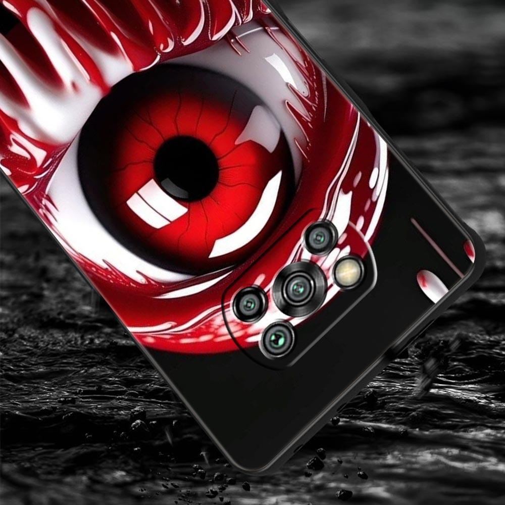 Spooky Scary Red Eye Phone Case Cover for Xiaomi Poco F7 Ultra F6 F5 F4 F3 X6 X5 X4 X3 NFC C51 C55 M4 GT 5G Soft TPU Shell Bags