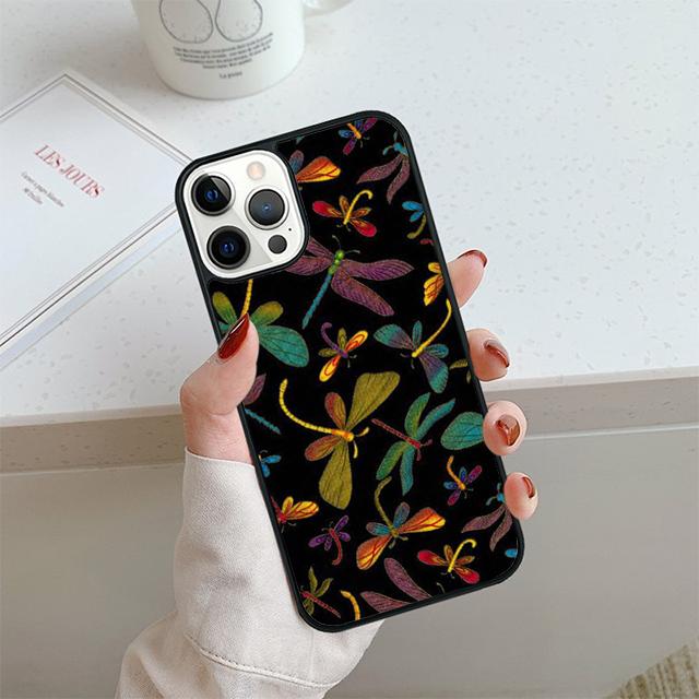 Floral Colorful Dragonfly Phone Case For iPhone 17 Air 14 15 16 16e 13 12 Max Cover For Apple 11 Pro Max Plus Coque