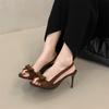 2025 nowe sandały z odkrytymi palcami, z zamszową kokardą, na lato dla kobiet, seksowne, wszechstronne, z temperamentem, szpilki na wysokim obcasie dla kobiet