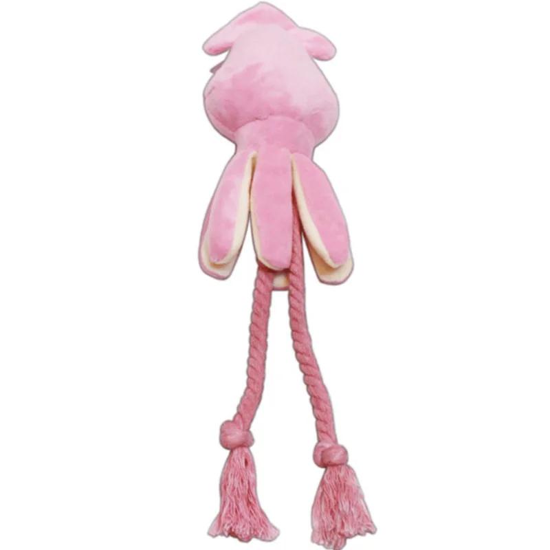 Cute Squid Dog Toy Octopus Plush Chew Squeak Toys For Small Dogs Pink Puppy Rope Teeth Cleaning Pet Supplies