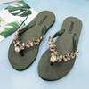 Fashion 2025 Comfortable and Fashionable All-match Beach Shoes Non-slip Soft Bottom Casual Flip-flops Rhinestone Chain Flat Slippers