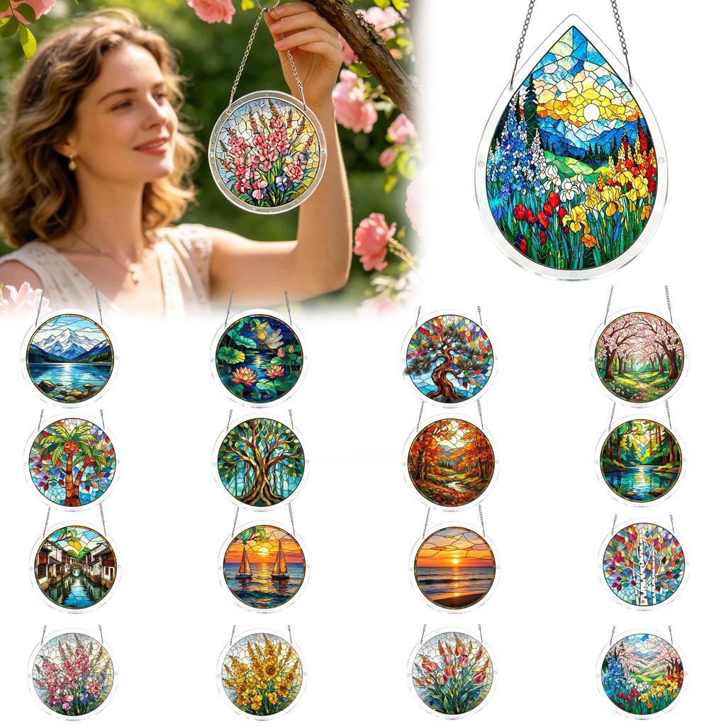 Acrylic Puzzles Suncatcher Window Hanging, 83 Pieces Catcher Stained Glass Acrylic Puzzle Decoration For Women Men Mom Birthday Gift Home Decor