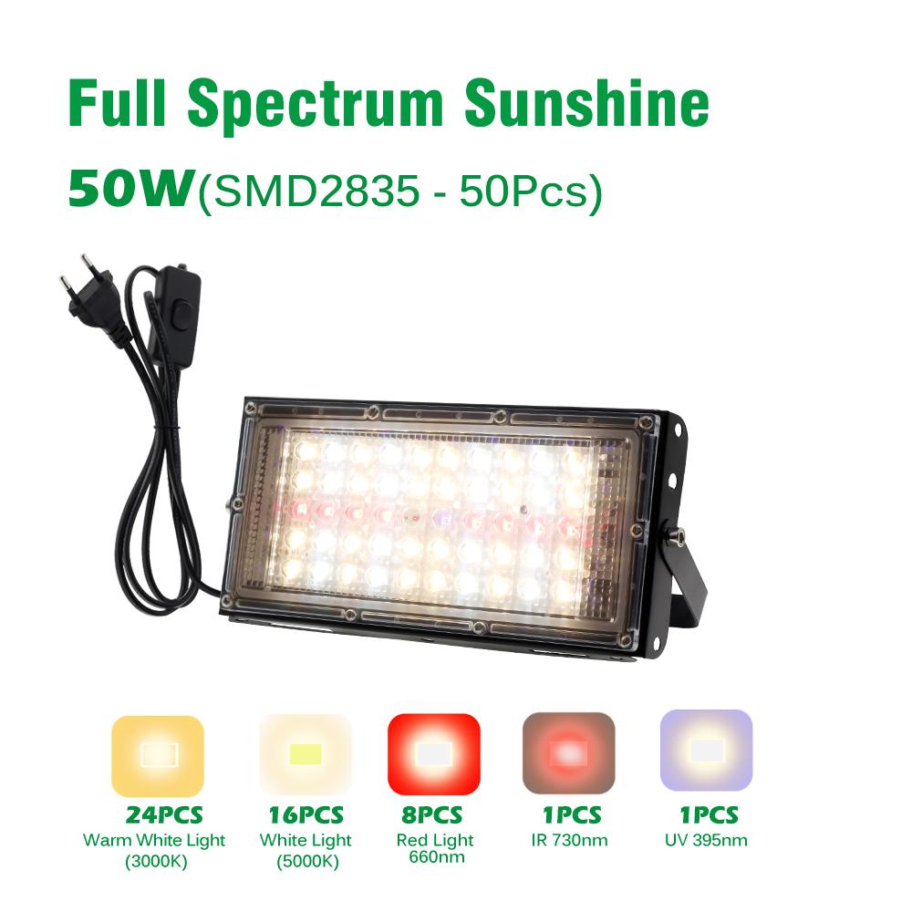 

Светодиодный светильник полного спектра 50 Вт 100 Вт, имитирующий солнечный свет, фитолампа для освещения теплицы, гидропоники, выращивания растений