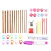 44Pcs Bamboo Circular Crochet Tube Sewing Needle Wood Knitting Tool Set