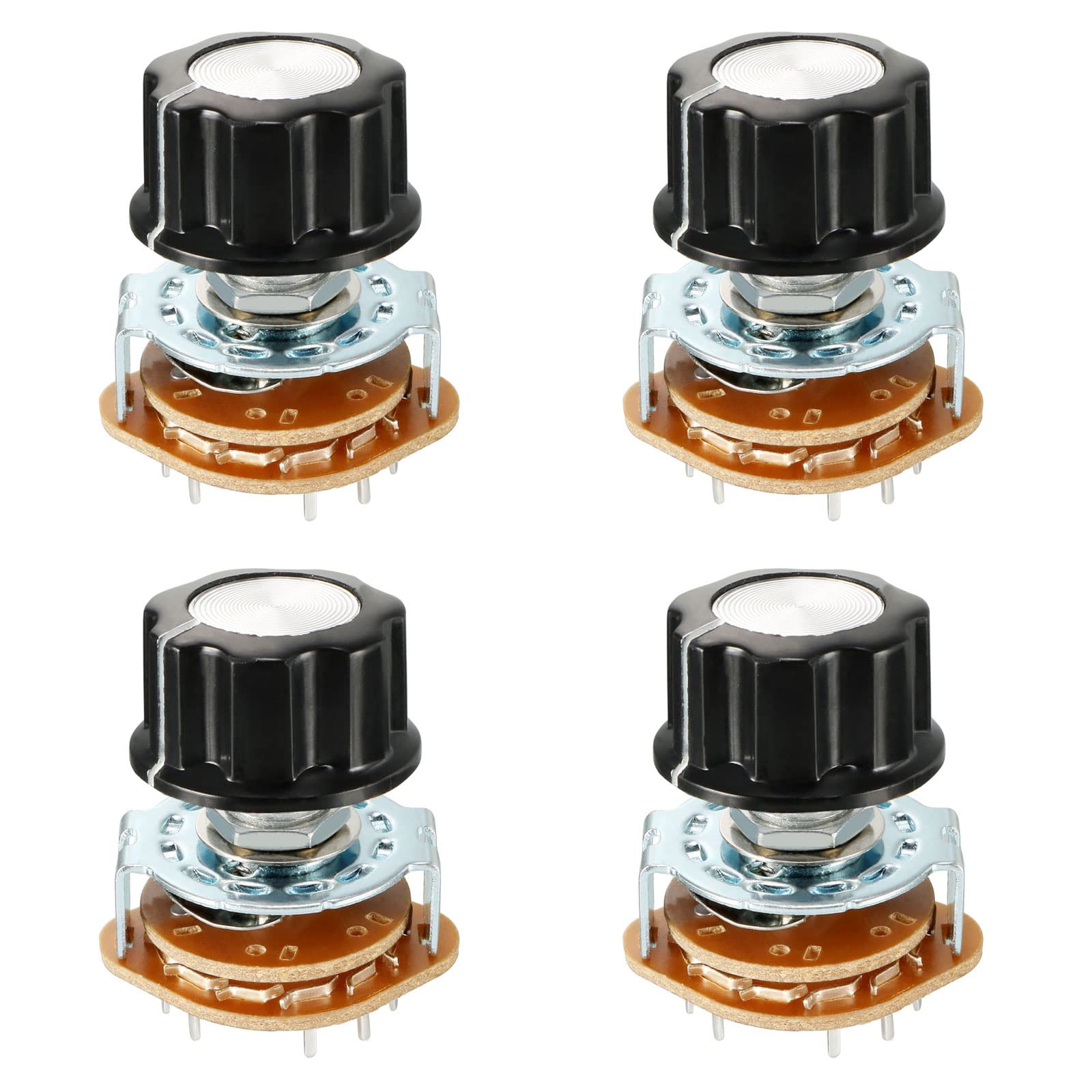 

Rebower 2P6T 2 Pole 6 Throw 1 Deck Band Selector Rotary Switch for Radio TV Industrial Machine Control Unit 4pcs