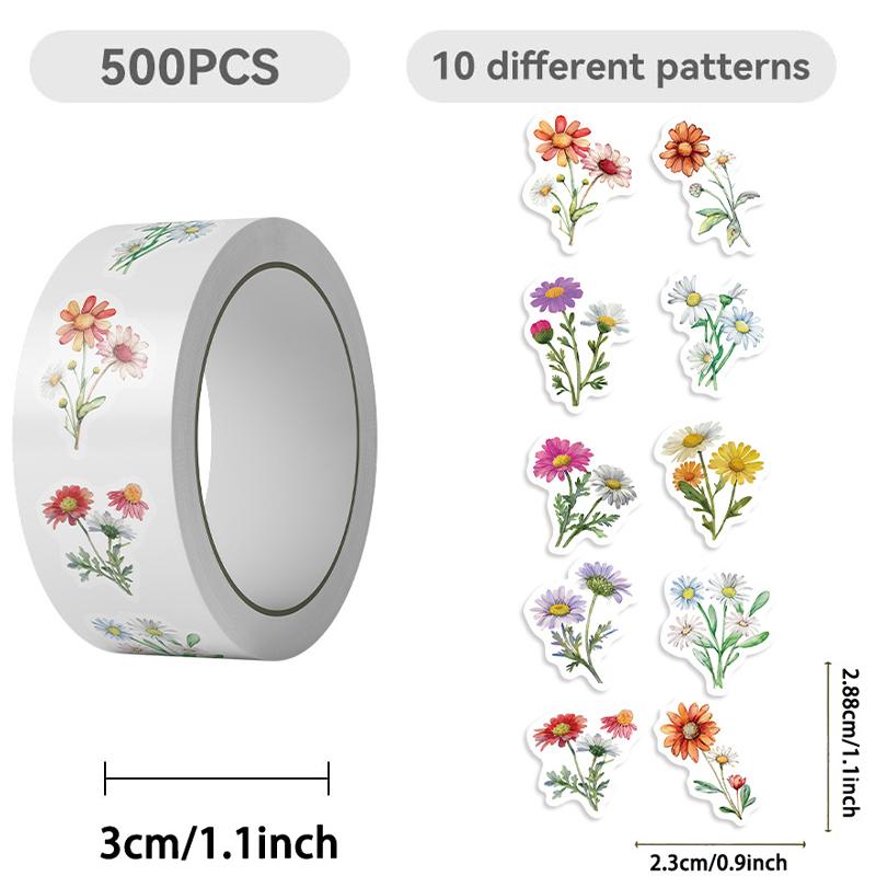 High-Quality 500Pcs High-Quality Daisy High-Quality Stickers High-Quality Roll High-Quality Cute High-Quality Flower High-Quality Stickers Sun-Proof
