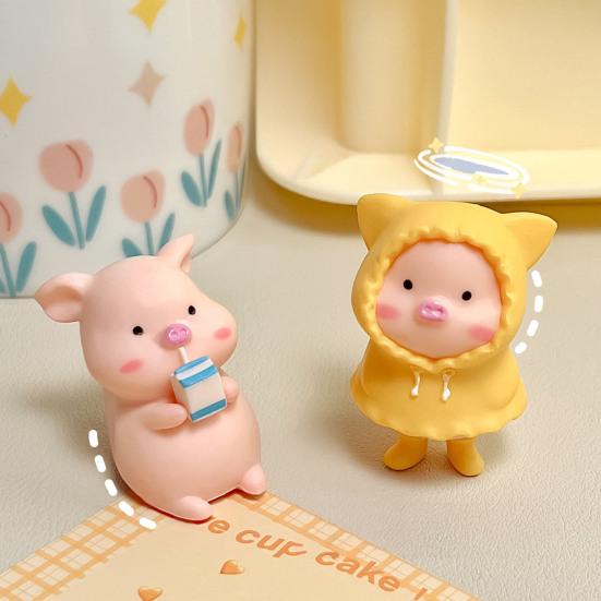 Mini Pig Figurines Cartoon Toy Cute Toppers for Home Piglet Cake Miniature Pig Office Desk Birthday