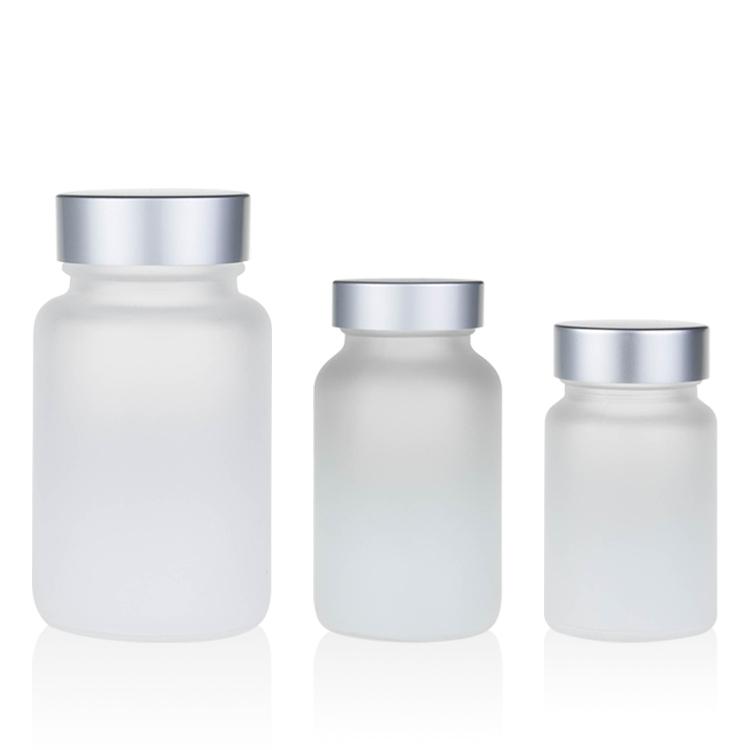 Frosted Glass Medicine Bottles for Health Care & Food 60ml-150ml Capacities Pill Vitamin Capsule Free Sample Box Packing