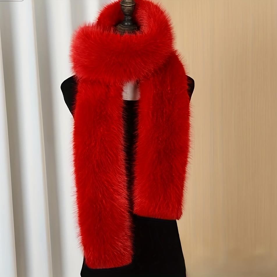 

Женский зимний плюшевый шарф-шаль с воротником из искусственного меха, двусторонний, толстый, ветрозащитный, обертывание, мягкий бежевый и черный, накидка-грелка для шеи красный