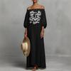 Elegant Floral Off Shoulder Maxi Dress With Embroidery For Casual Spring Occasion