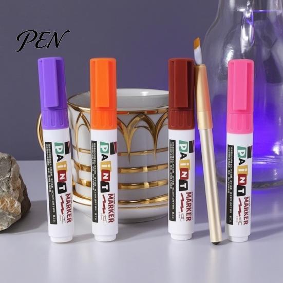 Oil Based Paint Pens 12 Colors Flat Tip Marker, Broad Pen for Metal Tire Plastic Surface Steel Glass Leather, Waterproof Quick Dry Touch Up