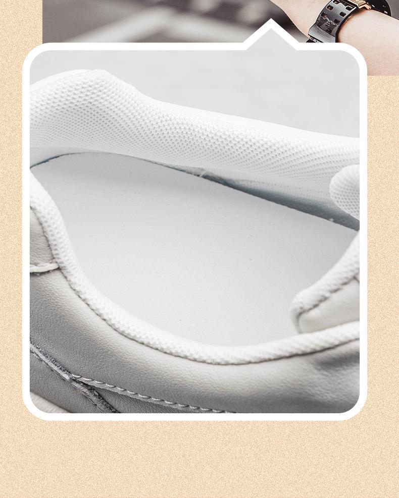 Men's Hidden Height Sports Casual Shoes - Spring Low-Top, Cowhide Upper, Thick Sole, White Running Board Shoes