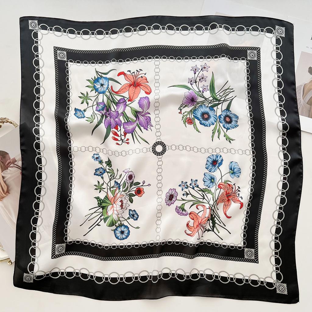 Small Fresh Literary Flowers Age-Reducing Simulation Silk Scarves Spring And Summer Women Go Out Windproof Neck Scarf