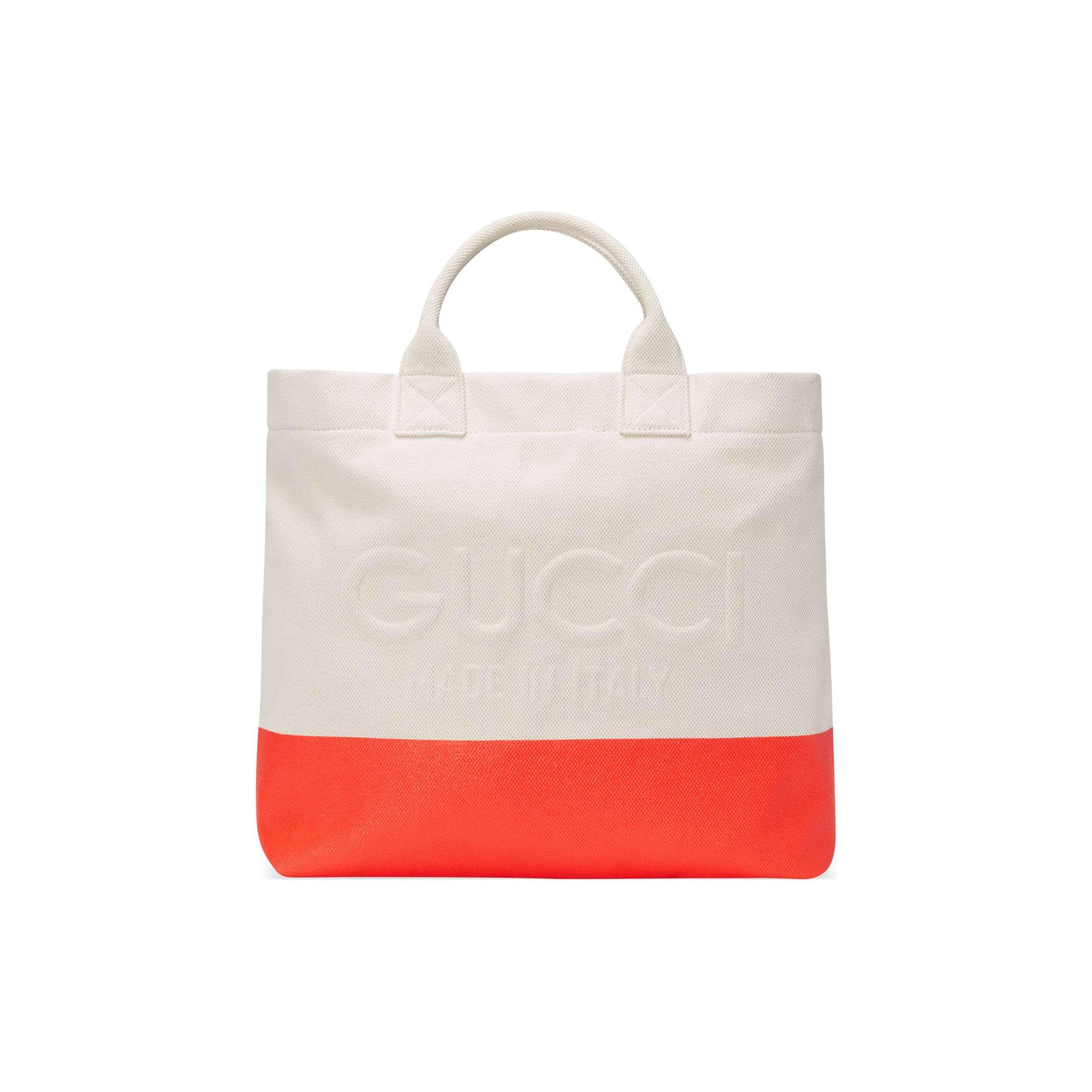 

Gucci Logo Embossed Canvas Tote Bag White Orange Daily Shopping 782741-FAC4V-8474 Basic Set (Bag+Dust Bag)